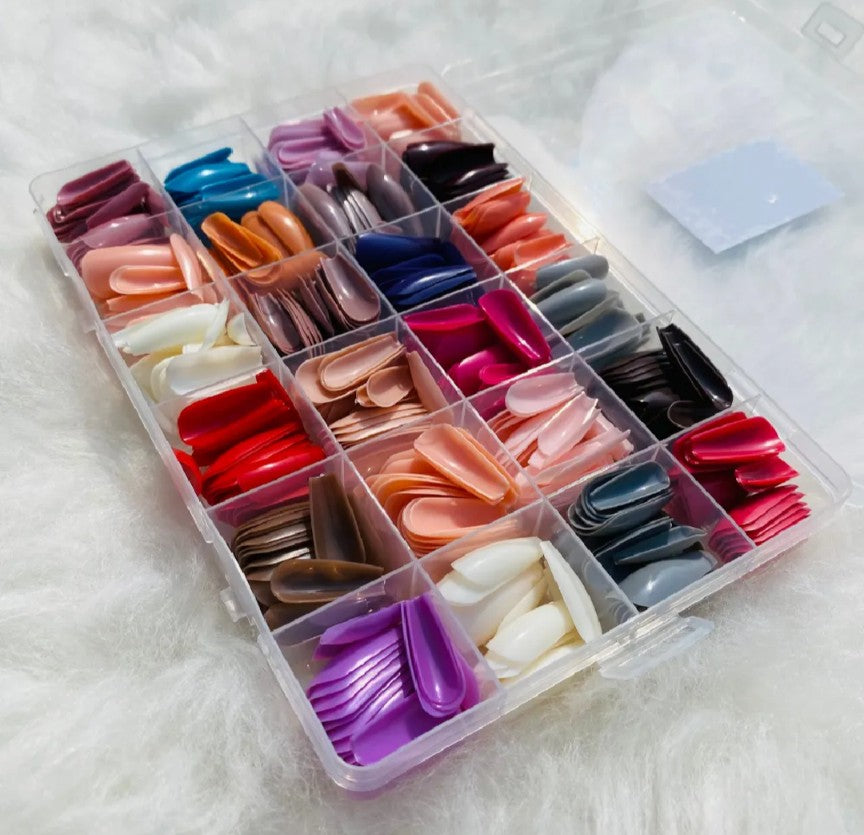 576 Pcs Box Colorful Artifical Nails Acrylic Full Cover Nail | Fake Nails | Fancy Artifical Nails | French nails | Nails For girls In Multicolours